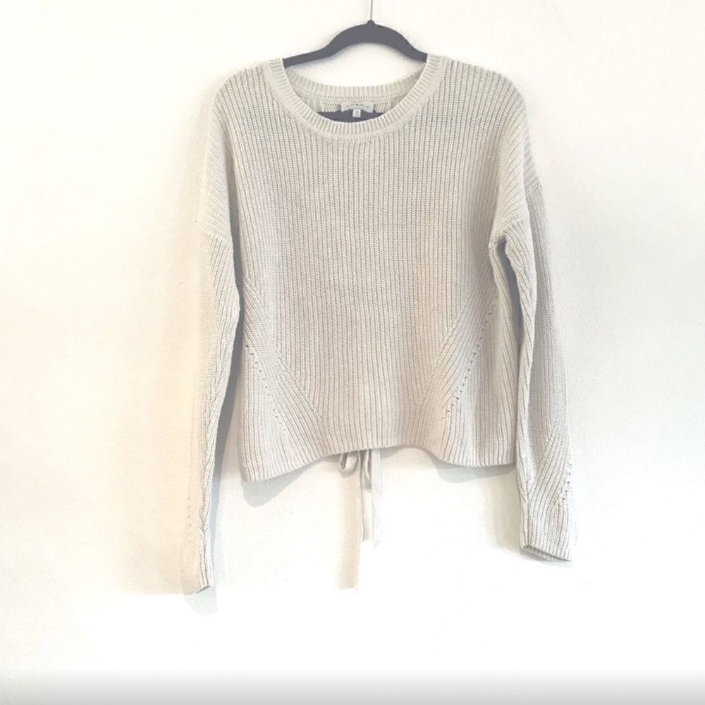 Lucky Brand Knit Sweater with Back Tie Accent Cream Size Large EUC